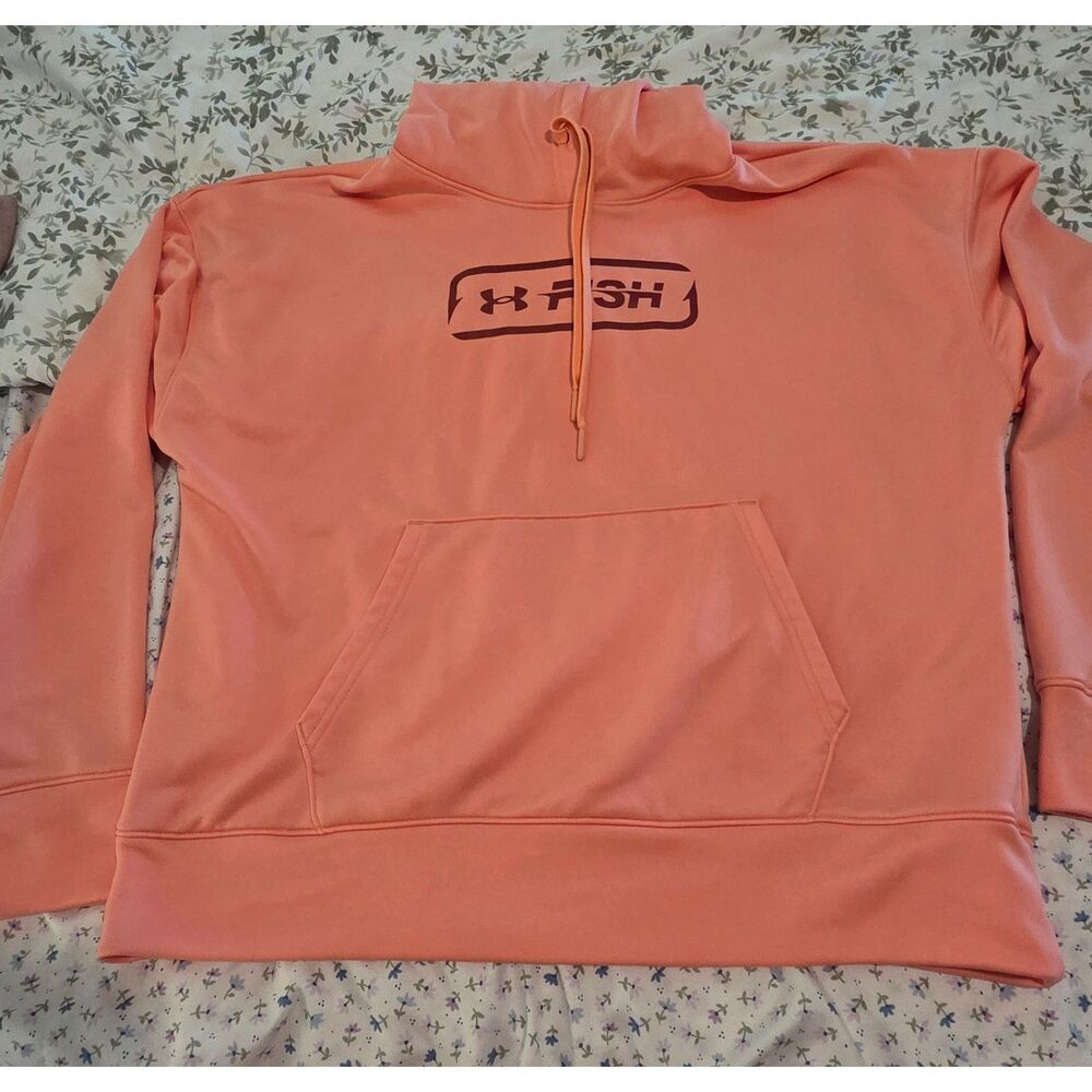 Under Armour UA Fish Coral Pullover Hoodie Sweatshirt Women's Medium M